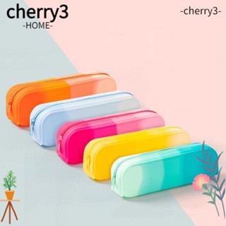 Cherry3 กระเป๋าดินสอ ซิลิโคน ไล่โทนสี น่ารัก เครื่องเขียน สําหรับนักเรียน