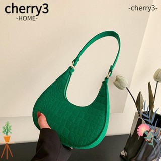 Cherry3 กระเป๋าสะพายไหล่ ผ้าสักหลาด ลายหนังจระเข้ ดวงจันทร์น่ารัก สําหรับผู้หญิง