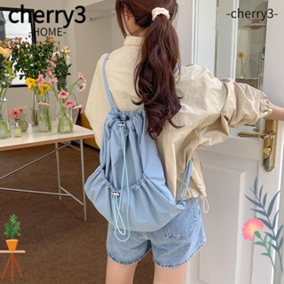 Cherry3 กระเป๋าเป้สะพายหลัง ผ้าไนล่อน น้ําหนักเบา จุของได้เยอะ แบบพกพา สีพื้น สําหรับผู้หญิง