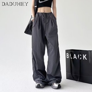 DaDuHey🎈 American Style Retro Womens New High Waist Loose Slim Casual Mop Wide Leg Cargo Pants