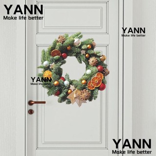 YANN1 สติกเกอร์ติดผนัง กันน้ํา ลายซานต้าคลอส คริสต์มาส พวงหรีด พวงมาลัย พวงหรีด PVC สติกเกอร์ติดผนัง