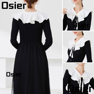 OSIER1 เสื้อเชิ้ตคอปกปลอม ผ้าฝ้าย และผ้าชีฟอง แบบถอดออกได้ สําหรับผู้หญิง