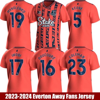 เสื้อกีฬาแขนสั้น ลายทีม Ani 2023-2024 Everton Away Jersey Coleman Mykolenko Iwobi Keane Doucoure พลัสไซซ์