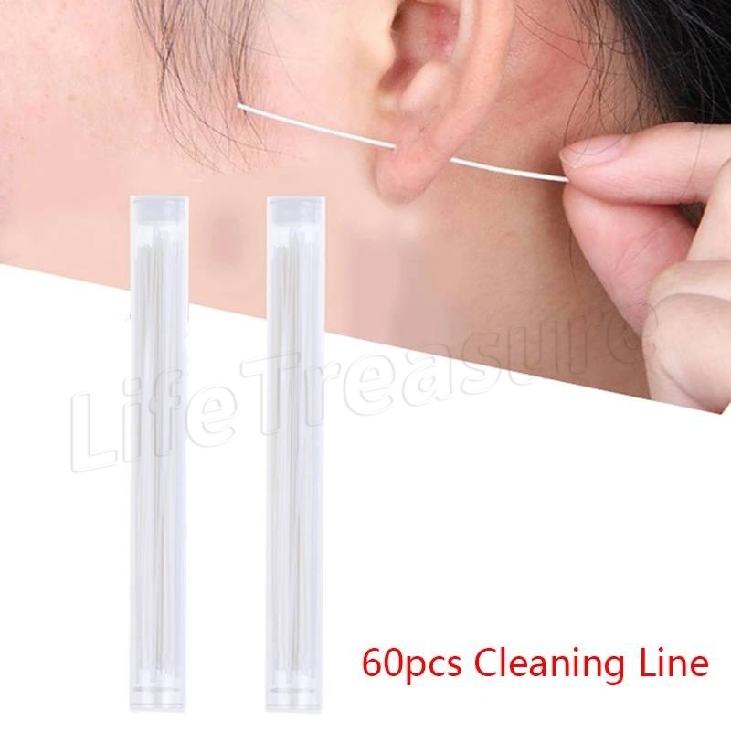Disposable Earrings Hole Cleaner 60/70pcs Pierced Ear Cleaning Set ear hole cleaning line Ear Hole Cleaning Line Paper Solution Ear Hole Tools Kit
