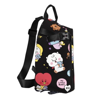 กระเป๋าเป้สะพายหลัง กระเป๋าสะพายไหล่ กระเป๋าคาดอก พิมพ์ลาย BT21 สําหรับผู้ชาย และผู้หญิง เหมาะกับการพกพาเดินทาง ขี่จักรยาน เดินป่า