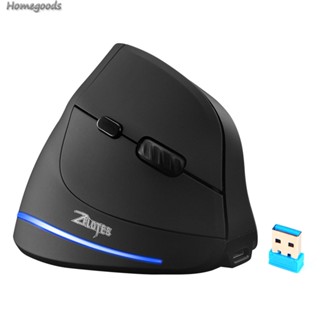 Zelotes F-35 เมาส์ออปติคอลเล่นเกมไร้สาย 2400DPI 6 ปุ่ม แนวตั้ง ปรับได้ ออกแบบตามสรีรศาสตร์ สําหรับแล็ปท็อป