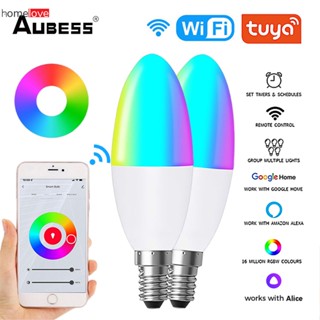 หลอดไฟ LED อัจฉริยะ Smart Wifi E14 Candelabra หลอดไฟ LED Rgb หลอดไฟ LED รีโมทคอนโทรล 100-240v Ww หลอดไฟวิเศษอัจฉริยะ การควบคุมด้วยเสียง Tuya homelove