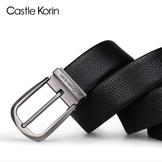 Castle Korin เข็มขัดหนังวัวแท้ พร้อมหัวเข็มขัดอัลลอย สีดํา สําหรับผู้ชาย ck01018-TCLZWZD