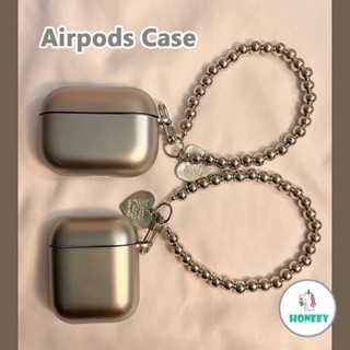 เคสหูฟัง ชุบไฟฟ้า โลหะ สีเงิน พร้อมพวงกุญแจ สําหรับ Airpods 1 2 3