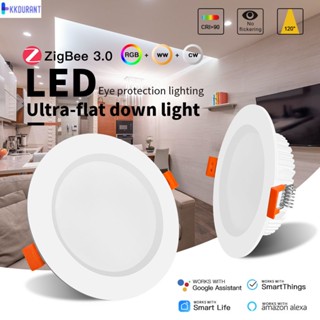 Gledopto Zigbee3.0 6w 12w 3.5 นิ้ว Rgbcct Led Downlight Cri 90+ สมาร์ทเพดานปิดภาคเรียน App Voice Alexa Zigbee2mqtt Conbee Tuya KDURANT