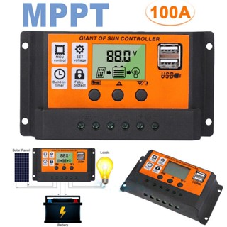 แผงชาร์จพลังงานแสงอาทิตย์ 100A MPPT 12V 24V Dual USB