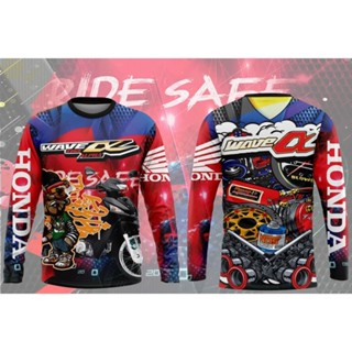 เสื้อกีฬาแขนยาว ลาย honda wave riders สําหรับขี่จักรยานยนต์