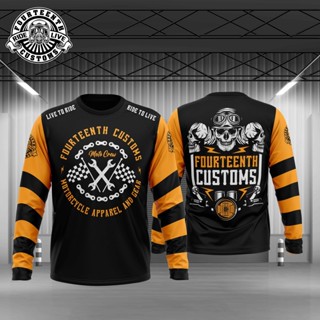 เสื้อกีฬาแขนยาว ลาย 14th customs moto crew jersey ยอดนิยม สําหรับขี่จักรยาน ยามาฮ่า