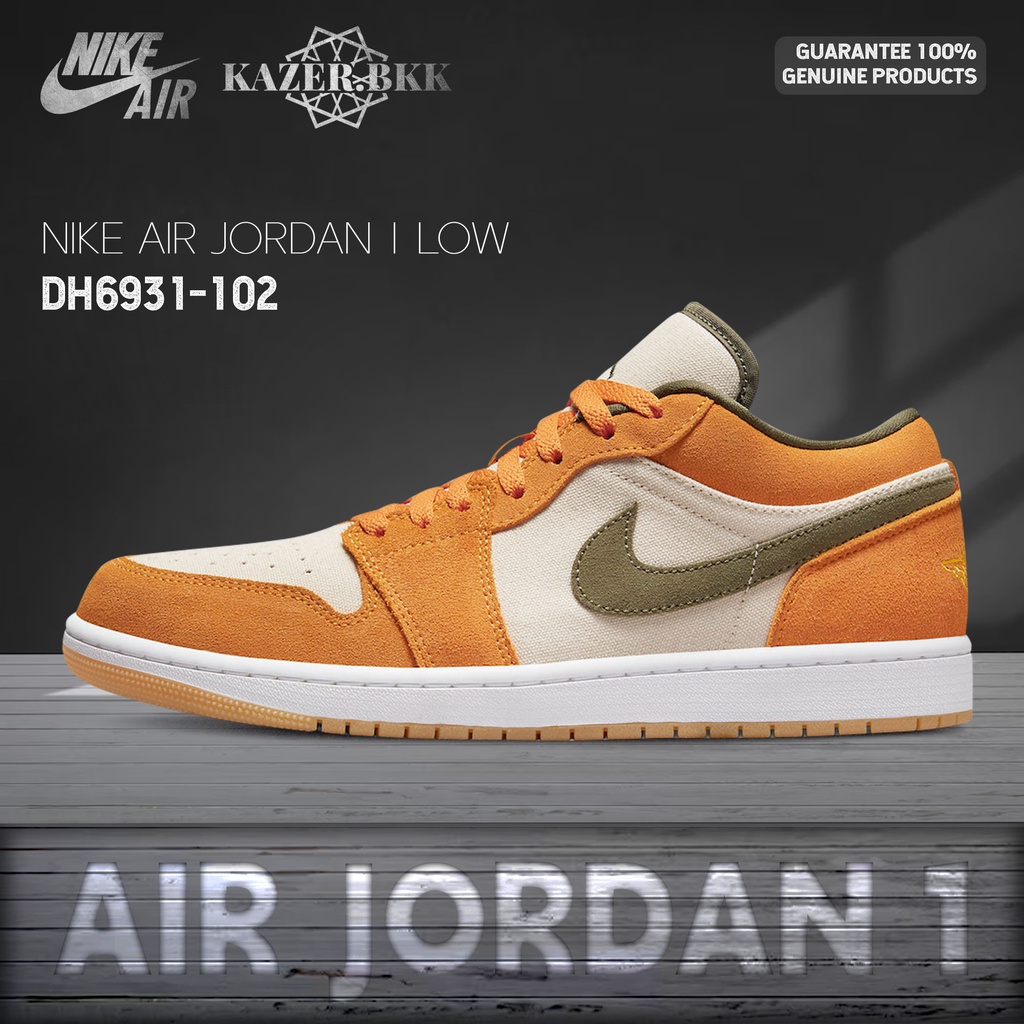 Air Jordan 1 Low orange-yellow DH6931-102 รองเท้าผ้าใบผู้ชายและผู้หญิง