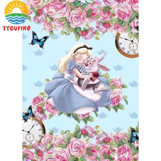 [Tyoufs.Th] ชุดปักครอสติช ผ้าฝ้าย 11CT พิมพ์ลาย Disney Alice in Wonderland DIY