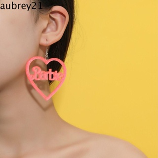 Aubrey1 ต่างหูอะคริลิค รูปหัวใจ สีแดง ประดับเลื่อม สไตล์โบฮีเมียน สําหรับผู้หญิง