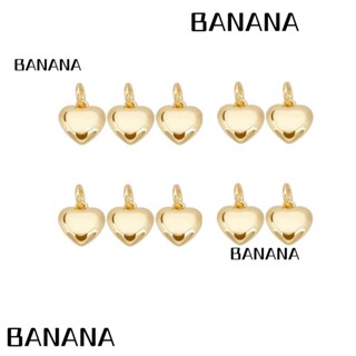 Banana1 จี้โลหะ รูปหัวใจ ขนาด 10x11 มม. สีทอง สําหรับทําเครื่องประดับ diy 10 ชิ้น