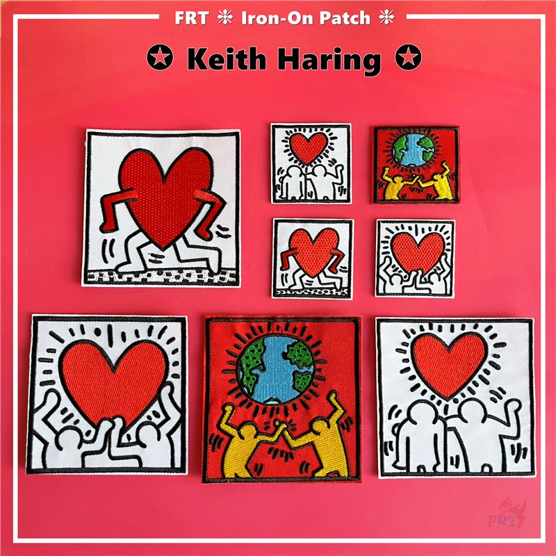 ☸ แผ่นแพทช์รีดร้อน ลายกราฟฟิติ Keith Haring Series 04 สไตล์สตรีท ☸ แผ่นแพทช์รีดติดเสื้อ DIY 1 ชิ้น