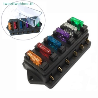 Tweettwehhno กล่องฟิวส์วงจร ATO Blade DC 12V 24V 6 ทาง สําหรับรถยนต์