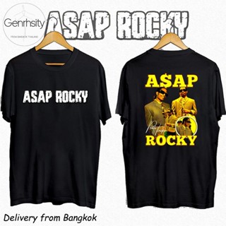 เสื้อยืดแขนสั้นคอกลมเสื้อยืด Asap Rocky oversize White Tee เท่ๆ เสื้อวง ยืดวินเทจ พิมพ์ลาย Cotton ผ้าบาง ระบายอากาศได้Co