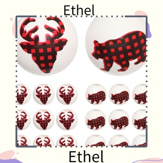 Ethel1 ลูกปัดไม้ ลายสก๊อต DIY สําหรับตกแต่งคริสต์มาส 10 ชิ้น