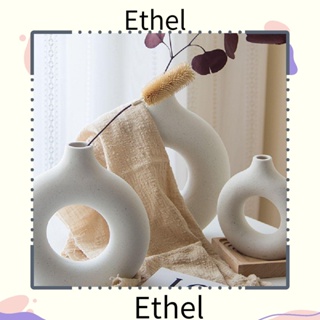 Ethel1 แจกันดอกไม้แห้ง แจกันเซรามิค ทรงกลม แจกันโดนัท เครื่องประดับ งานฝีมือ 1 ชิ้น