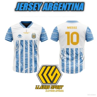 เสื้อกีฬาแขนสั้น ลายทีมชาติฟุตบอล Argentina Jersey Messi พลัสไซซ์ สําหรับผู้ชาย และผู้หญิง