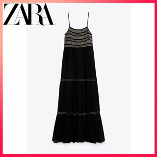 Zara ใหม่ TRF ชุดมิดี้เดรส ปักลาย สําหรับผู้หญิง