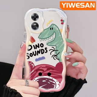 เคสโทรศัพท์มือถือแบบนิ่ม ใส กันกระแทก ลายการ์ตูนไดโนเสาร์ และหมี สีมาการอง หลากสี สําหรับ OPPO A17 A17K