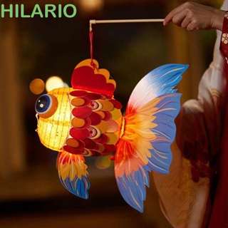 Hilario โคมไฟปลาคาร์พ นําโชค พร้อมไฟ LED สไตล์จีนย้อนยุค แฮนด์เมด DIY สําหรับตกแต่งงานปาร์ตี้