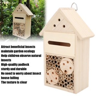 I Home Store Wood Bee House ดึงดูดแมลงไม้ผสมเกสรมากขึ้น โรงแรมสำหรับ Bees Butterflies Ladybugs