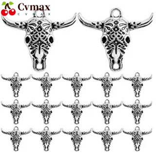 Cvmax พวงกุญแจ จี้รูปหัววัว วัวหัววัว สีเงิน สไตล์โบราณ
