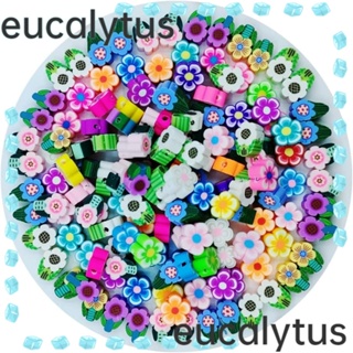 Eucalytus1 ลูกปัดดินโพลิเมอร์ ลายดอกไม้ คละสี สําหรับทําเครื่องประดับ DIY 300 ชิ้น