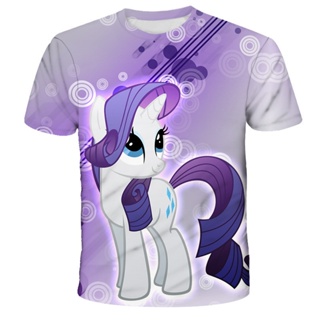 เสื้อยืด ลายยูนิคอร์น Pony 3D สวยงาม แฟชั่นฤดูร้อน สําหรับเด็ก