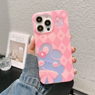 เคสป้องกันโทรศัพท์มือถือ ลายกระต่ายน่ารัก สองด้าน สําหรับ iPhone 11 14 12 13 Pro Max