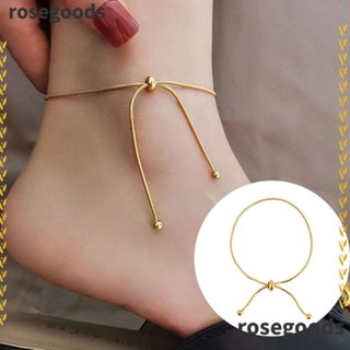 Rosegoods1 สร้อยข้อเท้า แบบดึงออก สีทอง ปรับได้ เครื่องประดับ สําหรับเด็กผู้หญิง 2 ชิ้น