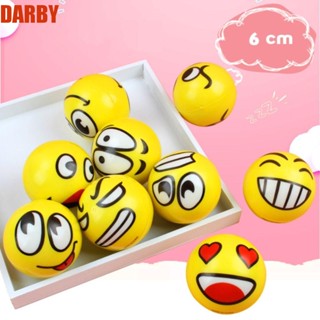 Darby ลูกบอลบีบหน้ายิ้ม หนัง PU ฟองน้ํานวดข้อมือ ออกกําลังกาย 6 ซม.