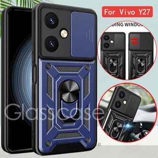 เคสโทรศัพท์มือถือแบบแข็ง กันกระแทก พร้อมแหวนขาตั้ง โลหะ สําหรับ Vivo Y27 2023 Y27 Y36 Y02 Y02A Y02T Y27 Y 27 4G 5G