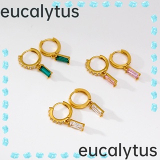 Eucalytus1 ต่างหูเงินแท้ 925 ประดับเพทาย สไตล์วินเทจ 2 คู่