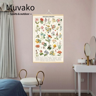 Muvako โปสเตอร์ไม้ และผ้าใบ ลายดอกไม้ สไตล์วินเทจ ขนาด 15.7 X 23.6 นิ้ว สําหรับแขวนตกแต่งผนัง สํานักงาน