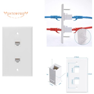 แผ่นผนังอีเธอร์เน็ต Cat6 ตัวเมีย เป็นตัวเมีย RJ45 2 พอร์ต สีขาว