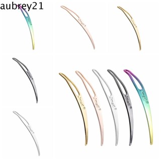 Aubrey1 เข็มถักโครเชต์ แบบโค้ง โลหะ สีเงิน สีทอง DIY