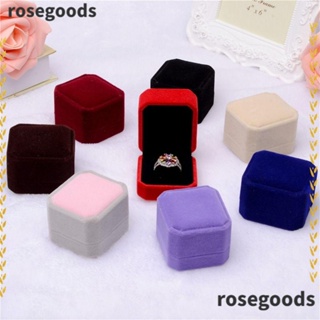 Rosegoods1 กล่องกํามะหยี่ ทรงสี่เหลี่ยม คุณภาพสูง สําหรับเก็บเครื่องประดับ ต่างหู แหวน งานแต่งงาน