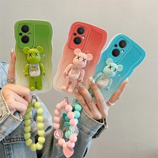 สําหรับ OPPO Reno8T 4G Reno8Z Reno7Z 5G Reno8 Reno7 Reno 8T 8Z 7Z 8 8Pro plus 7 7Pro เคสโทรศัพท์มือถือ Soft TPU Case เคสมือถือ 3D Cute Kaws Bracket Gradual Wave เคสโทรศัพท์ใส กันกระแทก ปลอกซิลิโคน ตัวเรือนการ์ตูน มีเชือกแขวนอยู่