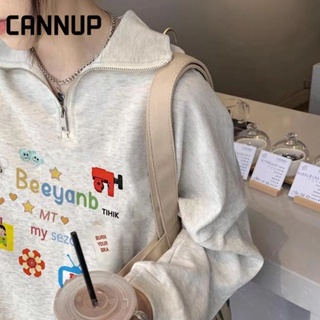 Cannup เสื้อผ้าผู้ญิง แขนยาว เสื้อฮู้ด คลุมหญิง สไตล์เกาหลี แฟชั่น A28J13E