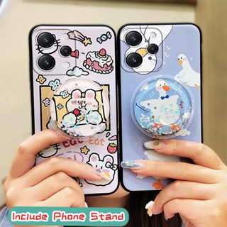 Fashion Design glisten Phone Case For Redmi12 4G Dirt-resistant Soft Case TPU Cute Anti-dust Kickstand Back Cover Cartoon