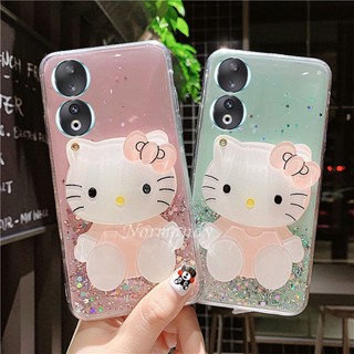 ใหม่ เคสโทรศัพท์มือถือ TPU นิ่ม แบบใส กันกระแทก ลายการ์ตูนเฮลโลคิตตี้น่ารัก พร้อมกระจกแต่งหน้า สําหรับ Honor 90 Honor 90 70 Lite 5G 2023