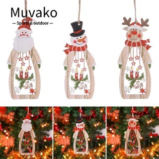Muvako จี้ไม้ รูปซานตาคลอส กวาง เกล็ดหิมะ กลวง สําหรับแขวนตกแต่งบ้าน ต้นคริสต์มาส DIY