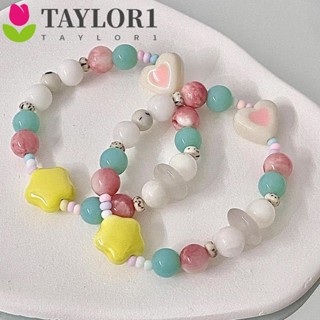 Taylor1 เครื่องประดับ สร้อยข้อมือ จี้รูปหัวใจ สีแคนดี้ สไตล์เกาหลี สําหรับผู้หญิง