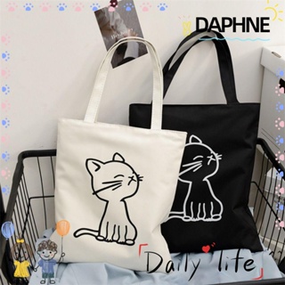 Daphne กระเป๋าสะพายไหล่ กระเป๋าถือ กระเป๋าช้อปปิ้ง ผ้าแคนวาส พิมพ์ลาย มีซิป ความจุขนาดใหญ่ อเนกประสงค์ สําหรับสตรี